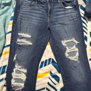 American Eagle Outfitters Ripped Blue Skinny Jeans